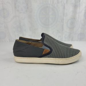Olukai Pehuea blue gray slip-on comfort sneakers women's size 8